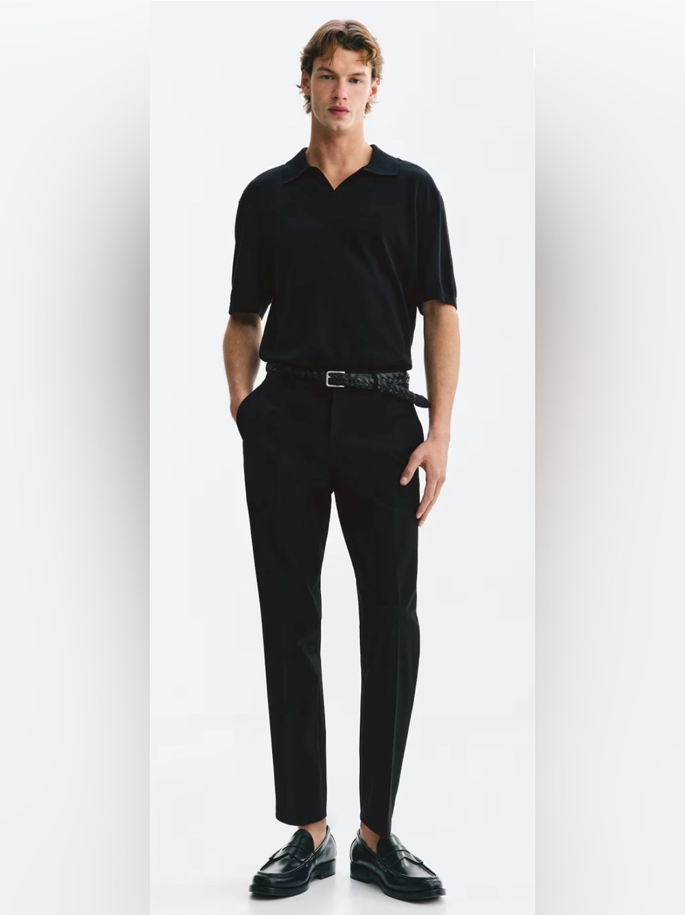 H & M Men’s Slim Fit Stretch Flat Front Black Dress Pants Size 30 x 30 NWT